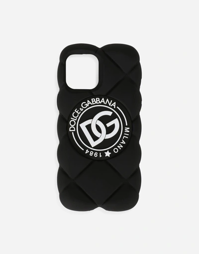 Dolce & Gabbana Quilted-effect Rubber Iphone 12 Pro Max Cover With Dg Logo In Black