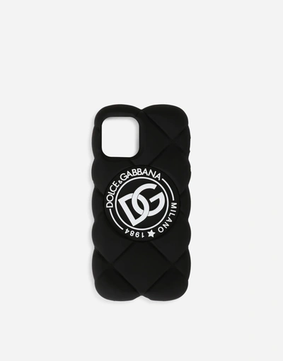 Dolce & Gabbana Quilted-effect Rubber Iphone 12 Pro Cover With Dg Logo In Black