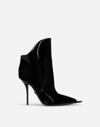 Dolce & Gabbana Black Patent Leather Pointed Ankle Boots Shoes In Black