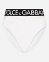 DOLCE & GABBANA HIGH-WAISTED SATIN BRIEFS WITH BRANDED ELASTIC