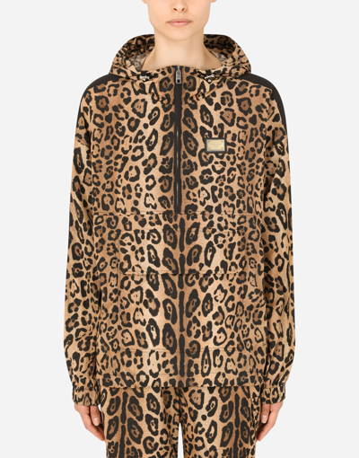 Dolce & Gabbana Leopard-print Nylon Anorak In Multicolor