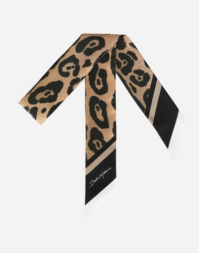 Dolce & Gabbana Leopard-print Twill Headscarf In Multicolor
