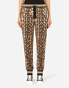 Dolce & Gabbana Jersey Jogging Pants With Leopard Print In Multicolor