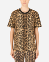 Dolce & Gabbana Short-sleeved Leopard-print Jersey T-shirt In Multicolor