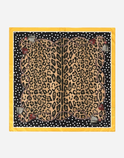 DOLCE & GABBANA LEOPARD-PRINT TWILL SCARF (90 X 90)