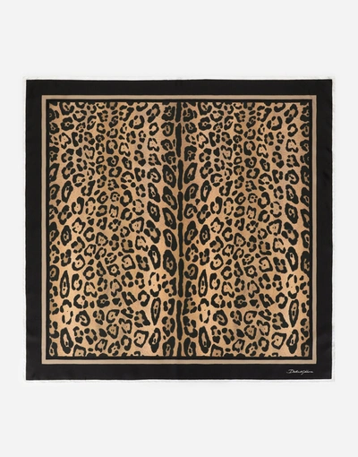 Dolce & Gabbana Leopard-print Silk Scarf In Multicolor