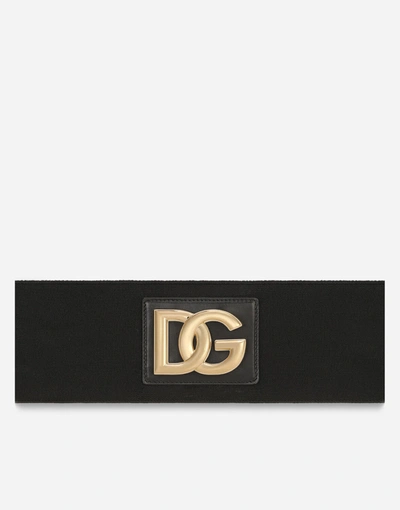 Dolce & Gabbana Stretch Band Belt With Dg Logo In Black