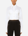 Dolce & Gabbana Poplin Cropped Bustier Shirt In White