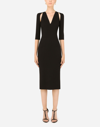 DOLCE & GABBANA JERSEY CALF-LENGTH DRESS WITH CUT-OUTS