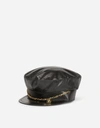 DOLCE & GABBANA BAKER BOY HAT WITH DG LOGO CHAIN