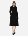 DOLCE & GABBANA CORDONETTO LACE AND CREPE COAT WITH BELT