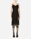 DOLCE & GABBANA LACE MIDI DRESS WITH DOUBLE SCALLOPED DETAILING