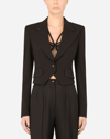 Dolce & Gabbana Short Wool And Cordonetto Lace Jacket In Black