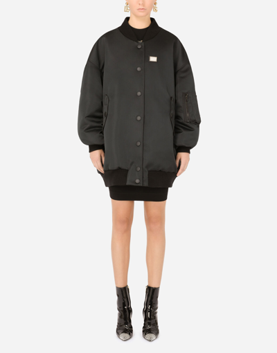 Dolce & Gabbana Duchesse Jacket With Branded Plate In Black
