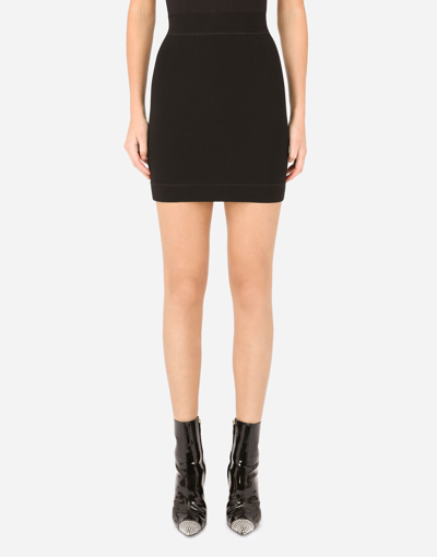 Dolce & Gabbana Jersey Miniskirt In Black