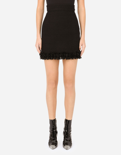 Dolce & Gabbana Bouclé Miniskirt In Black