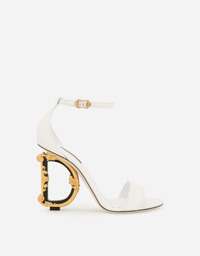 Dolce & Gabbana Nappa Leather Sandals With Baroque Dg Detail In White