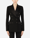 DOLCE & GABBANA DOUBLE-BREASTED SATIN AND WOOL FABRIC JACKET