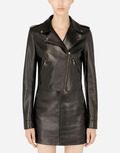 Dolce & Gabbana Black Leather Biker Jacket