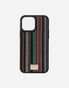 DOLCE & GABBANA IPHONE 13 PRO MAX COVER WITH STRIPED FUSIBLE RHINESTONE EMBELLISHMENT