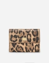 Dolce & Gabbana Leopard-print Crespo Zip-around Wallet With Branded Plate In Multicolor