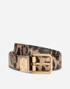 Dolce & Gabbana Leopard-print Crespo Belt With Branded Plate In Multicolor
