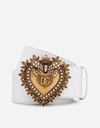 Dolce & Gabbana Leather Devotion Belt In White
