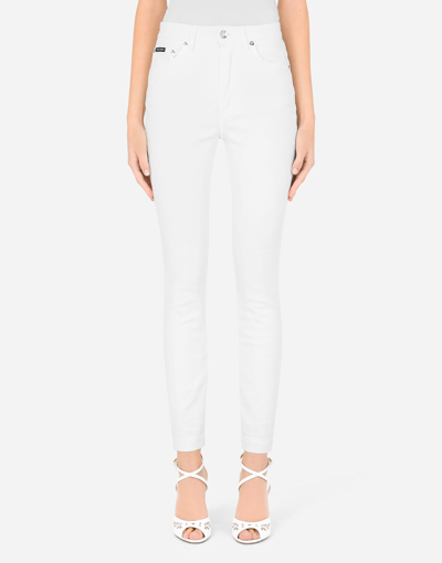 Dolce & Gabbana Logo Plate Jeans In White