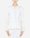 Dolce & Gabbana Single-breasted Denim And Lace Patchwork Jacket In Multicolor