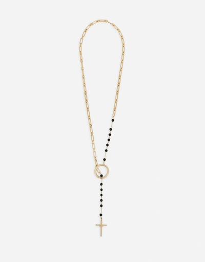 Dolce & Gabbana Rosary Necklace With Chain Detailing In Gold