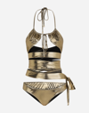 Dolce & Gabbana Bikini With Wraparound Lace Ties In Gold
