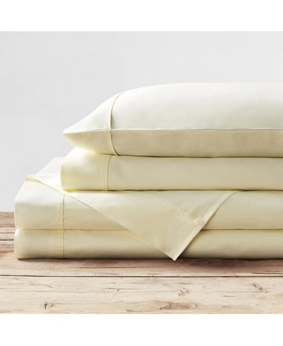 Brielle Home 400 Thread Count Solid Cotton Sateen Sheet Set, California King Bedding In Ivory