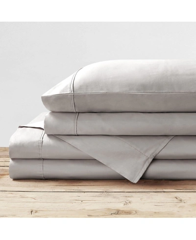 Brielle Home 400 Thread Count Ultra-fine Cotton Sateen Sheet Set, Queen Bedding In Light Grey