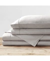 BRIELLE HOME 400 THREAD COUNT SOLID COTTON SATEEN SHEET SET, CALIFORNIA KING BEDDING