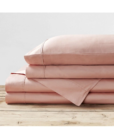 Brielle Home 400 Thread Count Solid Cotton Sateen Sheet Set, California King In Rose