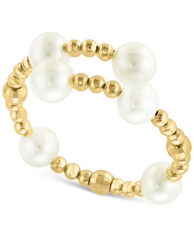 Effy Collection Effy Cultured Freshwater Pearl (4-1/2mm) Beaded Coil Ring In 14k Gold In K Yellow Gold