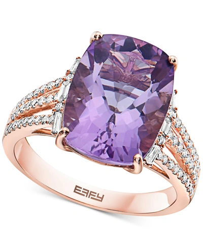 Effy Collection Effy Amethyst (6-1/6 Ct. T.w.) & Diamond (3/8 Ct. T.w.) Ring In 14k Rose Gold