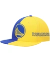MITCHELL & NESS MEN'S ROYAL AND GOLD GOLDEN STATE WARRIORS TEAM HALF AND HALF SNAPBACK HAT