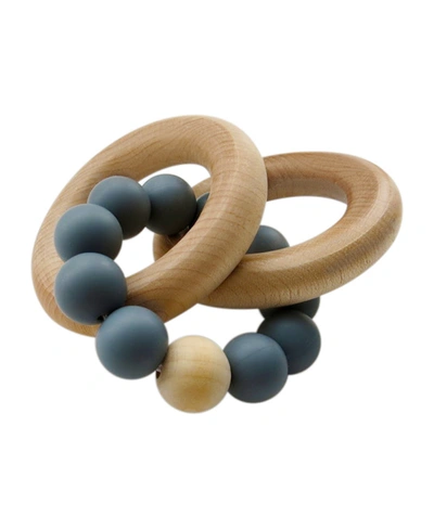 Tiny Teethers Designs 3 Stories Trading Tiny Teethers Infant Silicone And Beech Wood Rattle And Teether In Gray