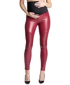 Preggo Leggings Popstar Mamacita Moto Faux Maternity Leggings In Red