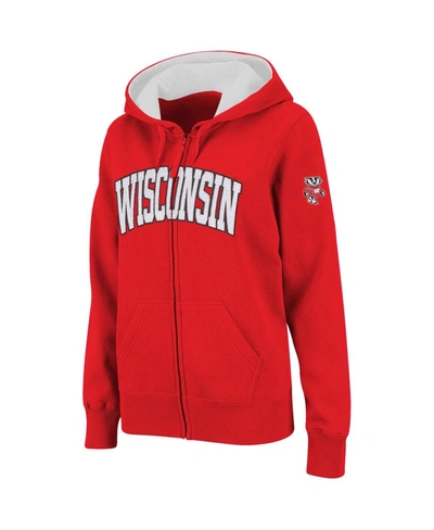 Colosseum Women's Stadium Athletic Cardinal Wisconsin Badgers Arched Name Full-zip Hoodie