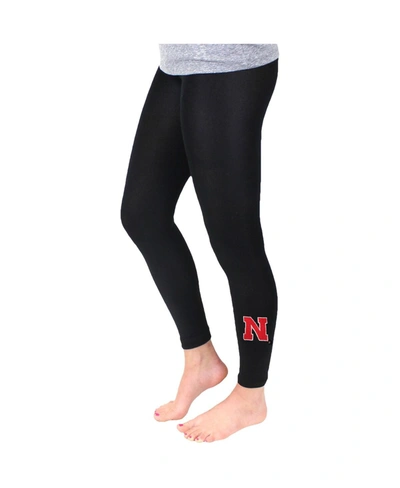 Zoozatz Women's Black Nebraska Huskers Fleece Leggings