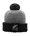 TOP OF THE WORLD WOMEN'S BLACK MICHIGAN STATE SPARTANS SNUG CUFFED KNIT HAT WITH POM