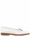 Ferragamo Vivaldo Leather Bow Loafers In White