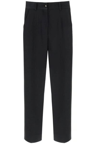 Dolce & Gabbana Slim Fit High Waisted Trousers In Black
