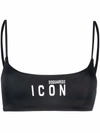Dsquared2 Icon Print Bikini Top In Black