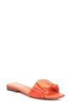Santoni Allonge Ruched Leather Slide Sandals In Orange