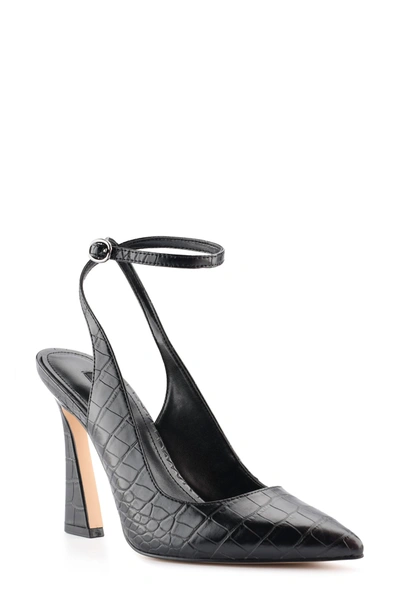 Nine West Tabita Pointed Toe Pump In Black Croco