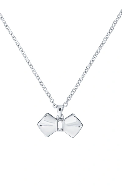 Ted Baker Sarahli Bow Pendant Necklace In Silver/ Crystal