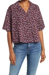 Rag & Bone Lenny Tie-front Floral-print Stretch-cotton Poplin Shirt In Burgundy Multi